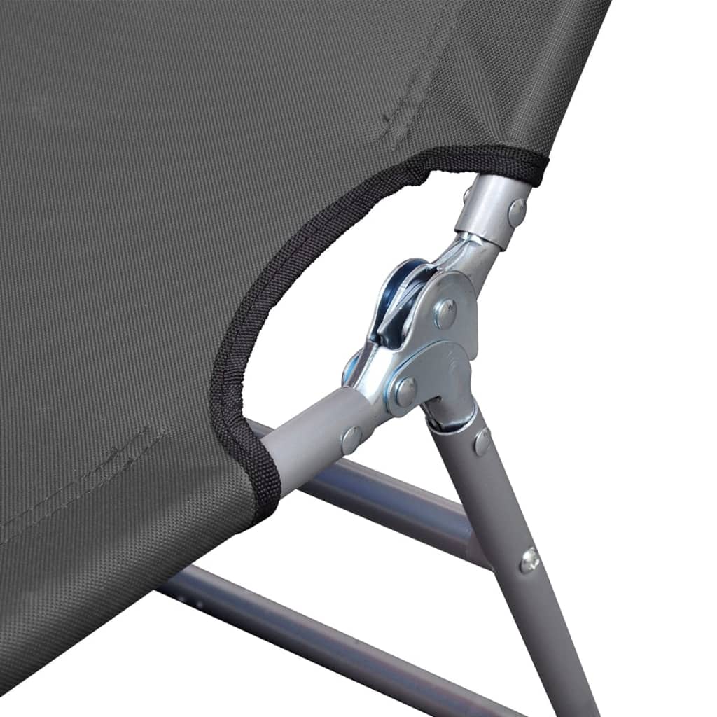 Sunlounger | Grey | Powder-coated steel | 189 x 58 x 27 cm | Foldable