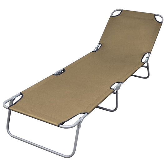 Sunlounger | Taupe | Powder-Coated Steel | 189 x 58 x 27 cm | Foldable