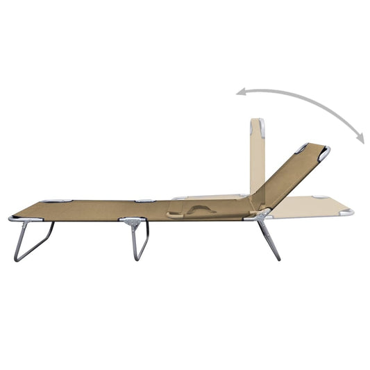 Sunlounger | Taupe | Powder-Coated Steel | 189 x 58 x 27 cm | Foldable
