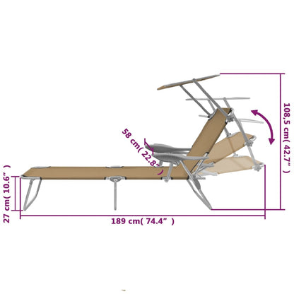 Sunlounger | Taupe | Powder-coated steel, Oxford fabric | Medium