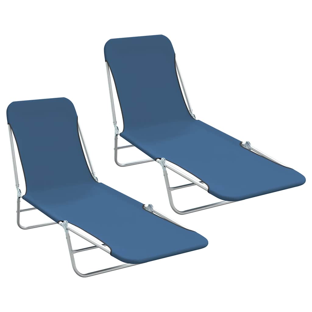Sunlounger | Set of 2 | Blue | Powder-coated steel | Standard | Foldable