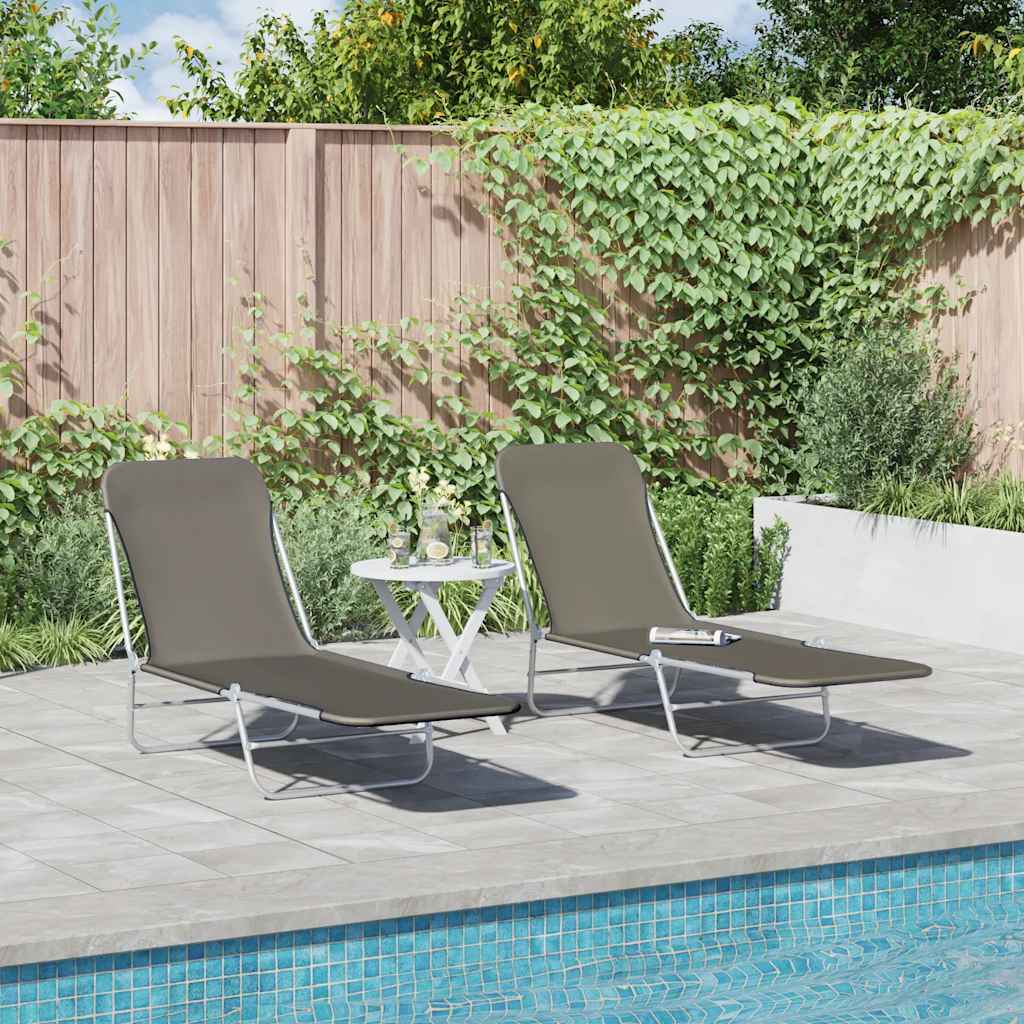 Sunlounger | Set of 2 | Grey | Powder-coated steel