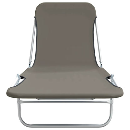 Folding Sun Loungers 2 pcs Steel and Fabric Grey