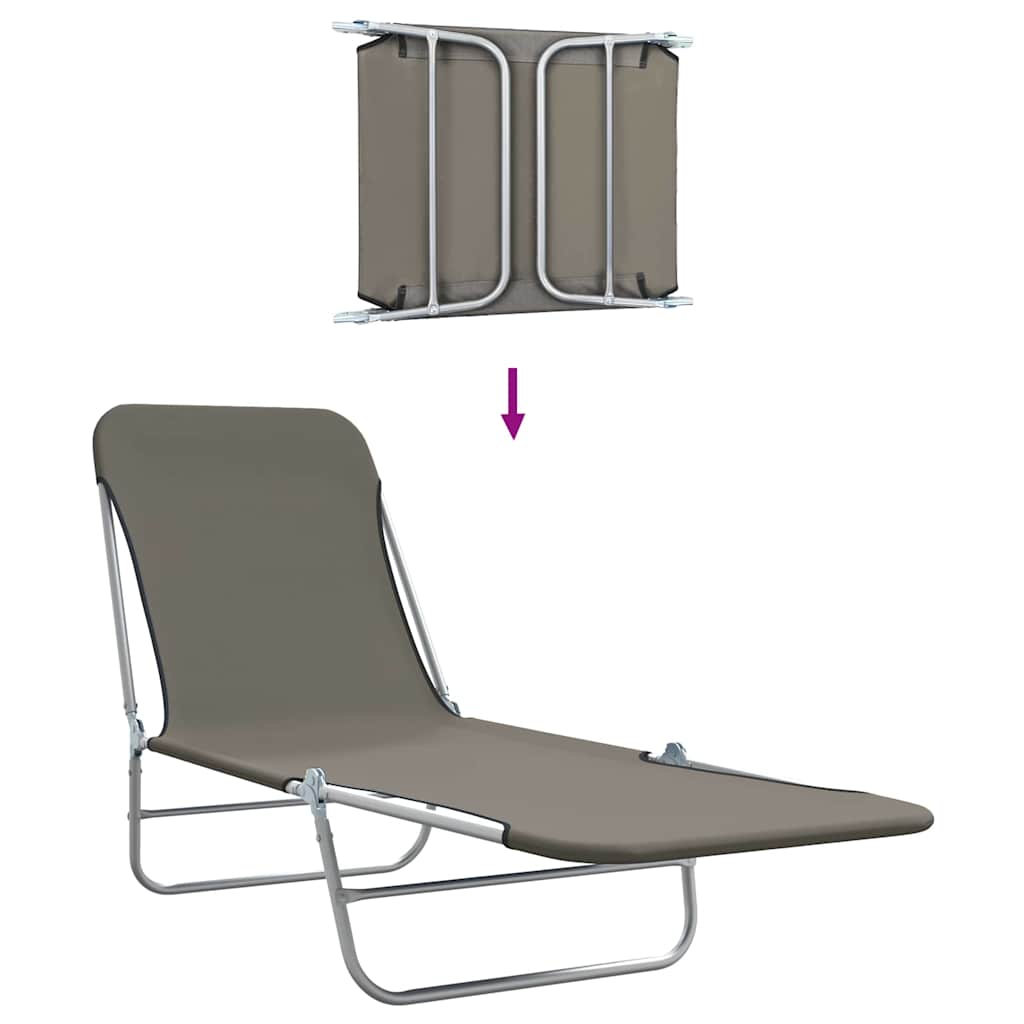 Sunlounger | Set of 2 | Grey | Powder-coated steel