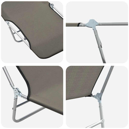 Sunlounger | Set of 2 | Grey | Powder-coated steel