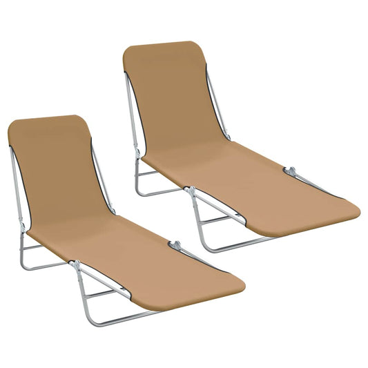 Sunlounger | Set of 2 | Taupe | Powder-coated steel