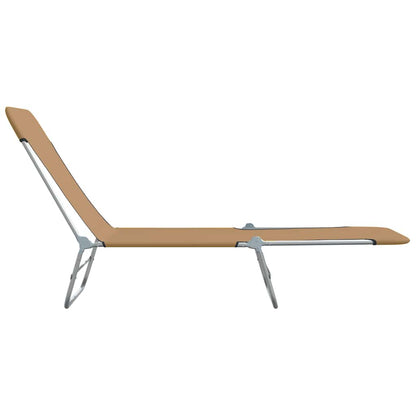Folding Sun Loungers 2 pcs Steel and Fabric Taupe