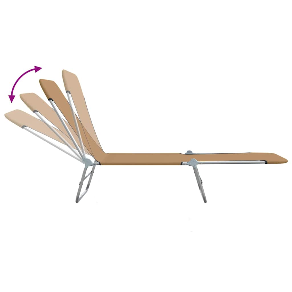 Folding Sun Loungers 2 pcs Steel and Fabric Taupe