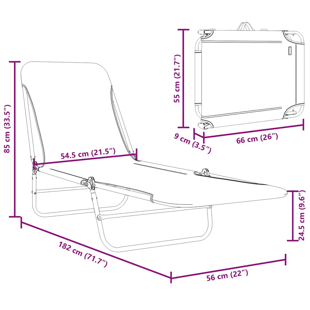 Folding Sun Loungers 2 pcs Steel and Fabric Taupe