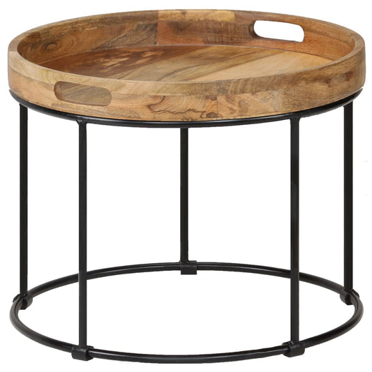 246672 vidaXL Coffee Table Solid Mange Wood and Steel 50x40 cm