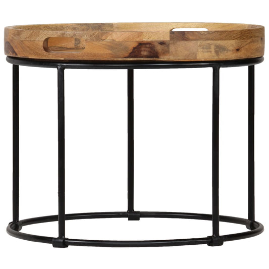 Coffee Table Solid Mange Wood and Steel 50x40 cm