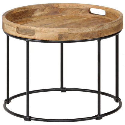 Coffee Table Solid Mange Wood and Steel 50x40 cm