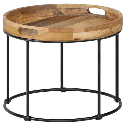 246672 vidaXL Coffee Table Solid Mange Wood and Steel 50x40 cm