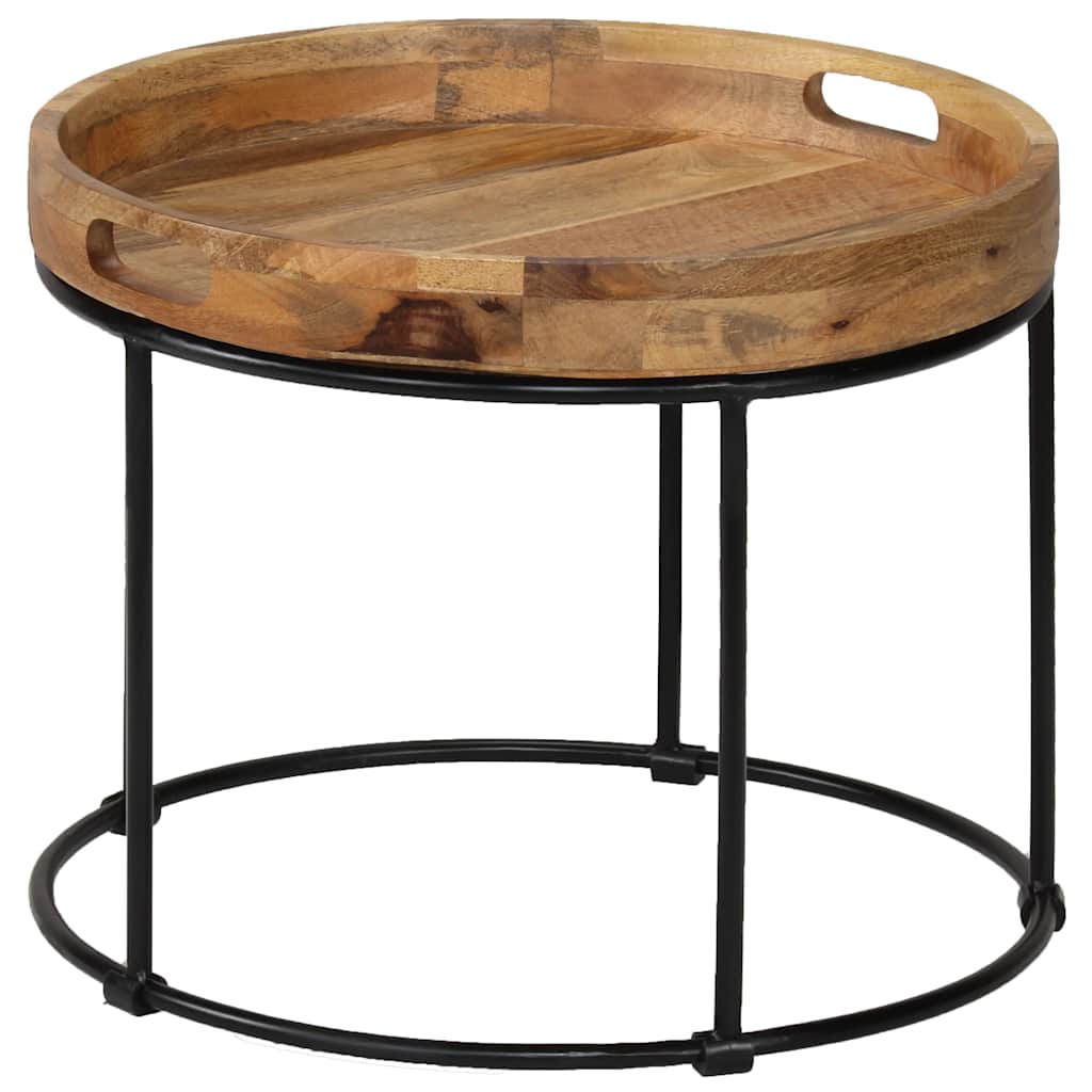 246672 vidaXL Coffee Table Solid Mange Wood and Steel 50x40 cm
