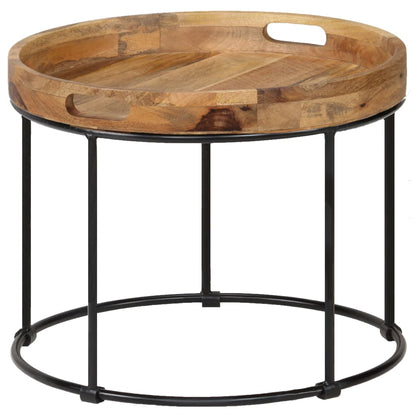 Coffee Table Solid Mange Wood and Steel 50x40 cm