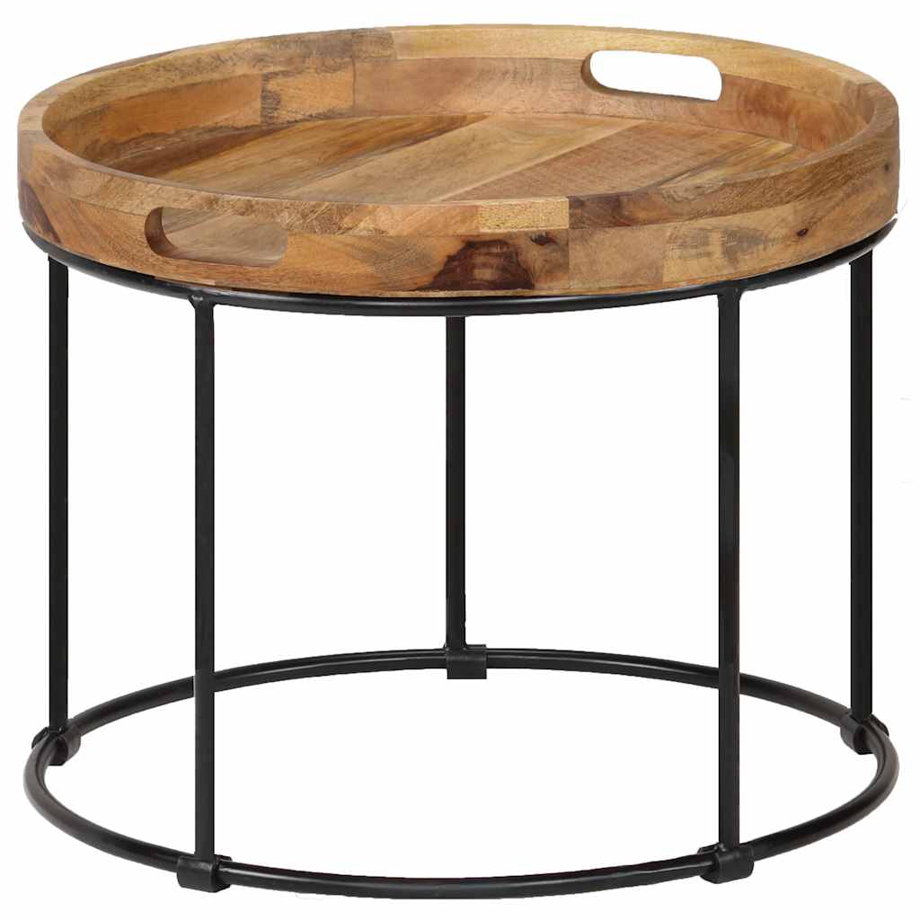 246672 vidaXL Coffee Table Solid Mange Wood and Steel 50x40 cm