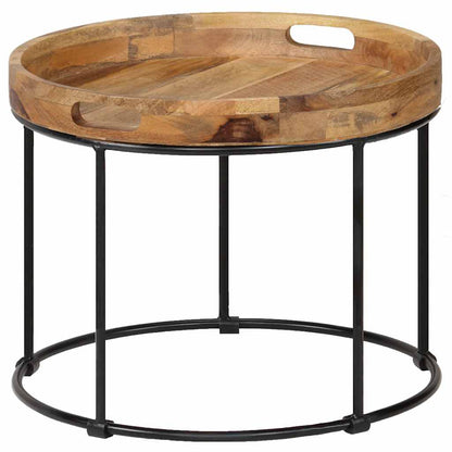 246672 vidaXL Coffee Table Solid Mange Wood and Steel 50x40 cm