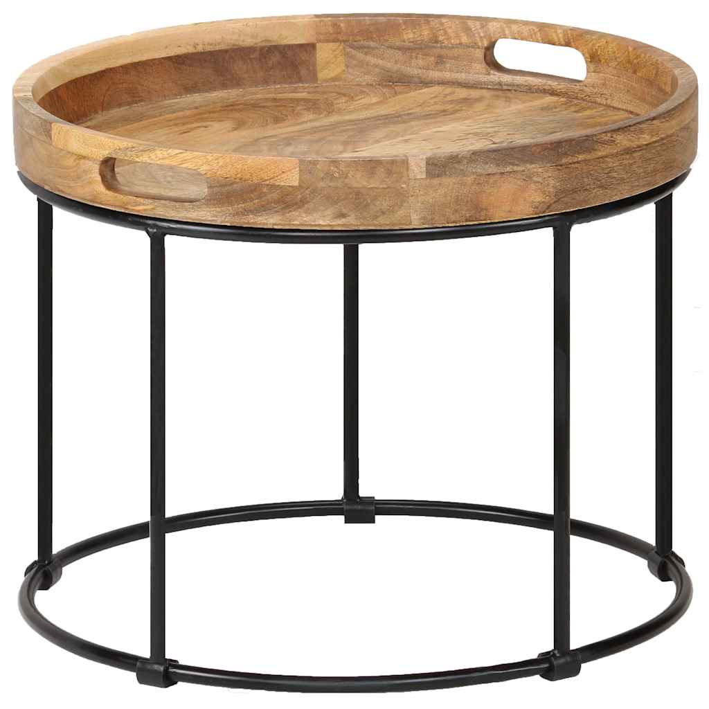 246672 vidaXL Coffee Table Solid Mange Wood and Steel 50x40 cm
