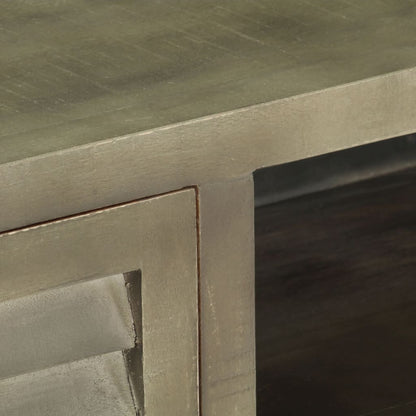 246681 vidaXL TV Cabinet Solid Mango Wood Grey with Brass 110x30x48 cm
