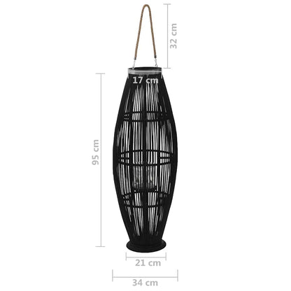 Hanging Candle Lantern Holder Bamboo Black 95 cm