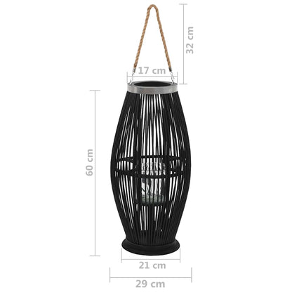 Hanging Candle Lantern Holder Bamboo Black 60 cm