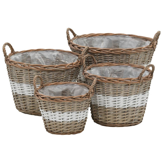 Raised Bed | Set of 4 | Brown and white | Wicker and polyethylene