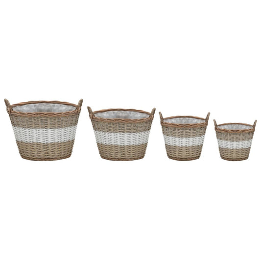 Raised Bed | Set of 4 | Brown and white | Wicker and polyethylene