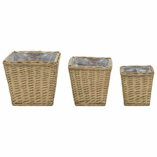 Raised Bed | Set of 3 | Brown | Wicker with PE lining | Small | Planters