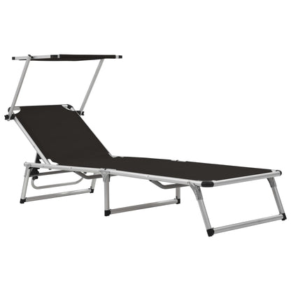 Sun Lounger | Black | Aluminium | Standard |  Foldable  | Beach Chair