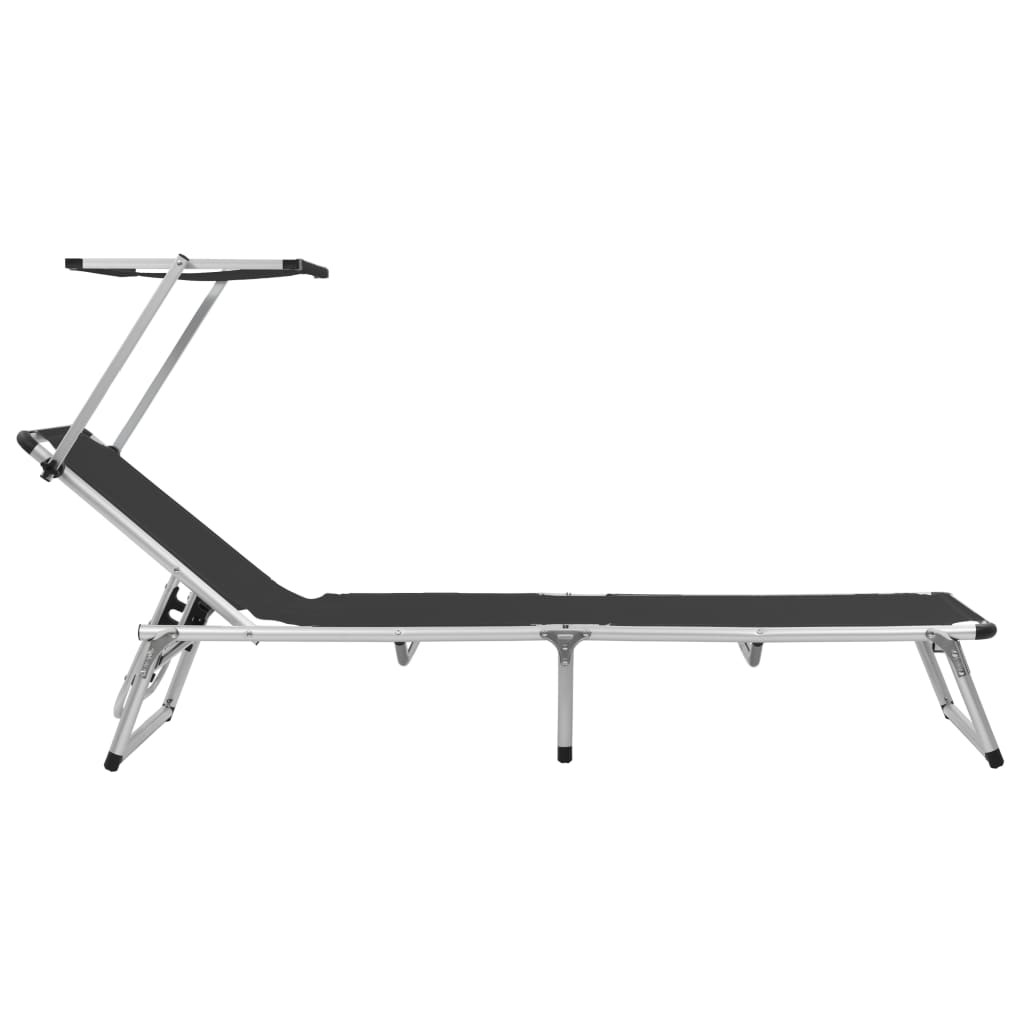 Sun Lounger | Black | Aluminium | Standard |  Foldable  | Beach Chair