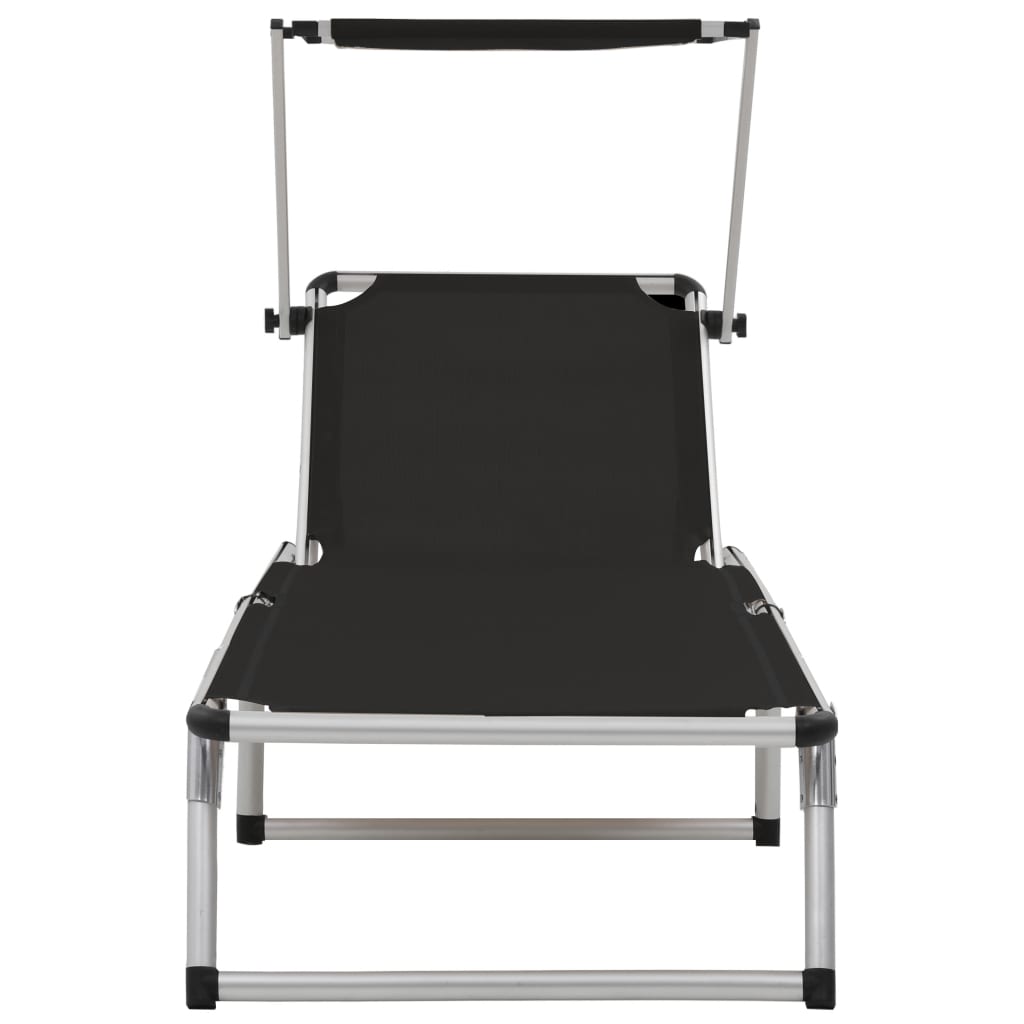 Sun Lounger | Black | Aluminium | Standard |  Foldable  | Beach Chair