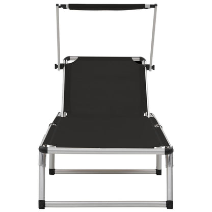 Sun Lounger | Black | Aluminium | Standard |  Foldable  | Beach Chair