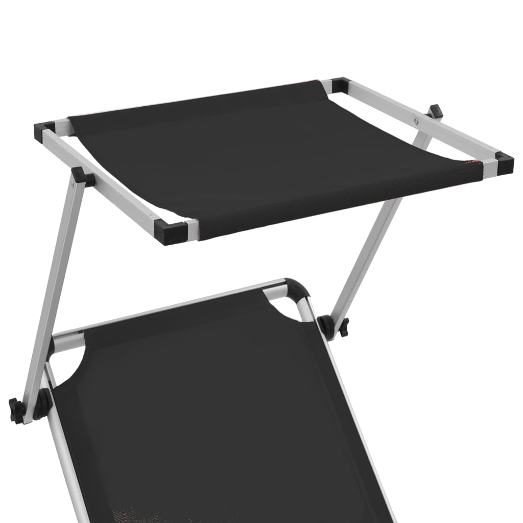 Sun Lounger | Black | Aluminium | Standard |  Foldable  | Beach Chair