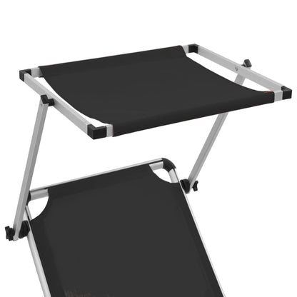 Sun Lounger | Black | Aluminium | Standard |  Foldable  | Beach Chair