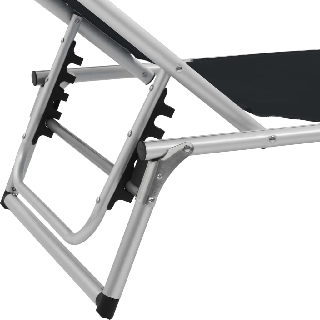 Sun Lounger | Black | Aluminium | Standard |  Foldable  | Beach Chair