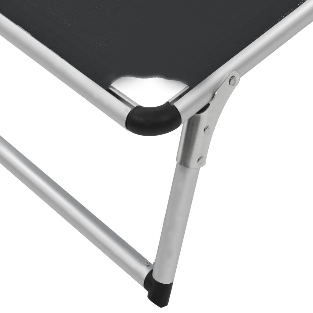 Sun Lounger | Black | Aluminium | Standard |  Foldable  | Beach Chair