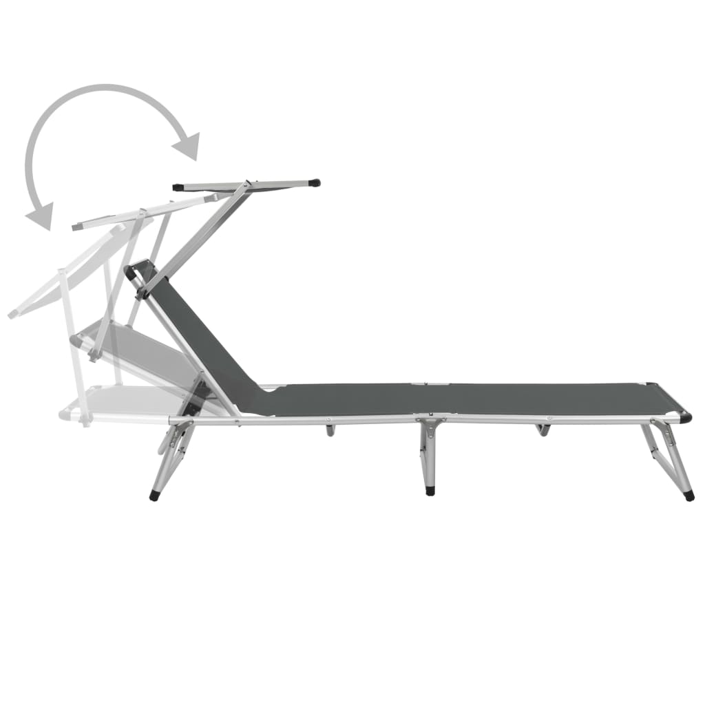 Sun Lounger | Grey | Aluminium, steel and textilene | Medium | Foldable