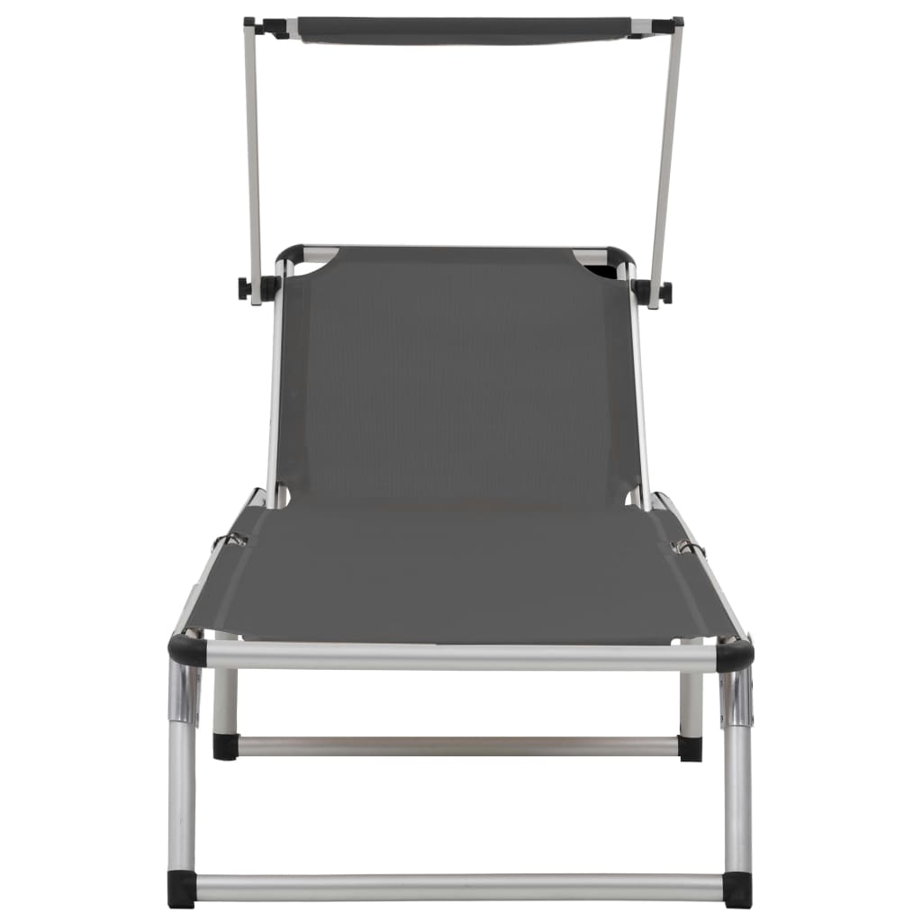 Sun Lounger | Grey | Aluminium, steel and textilene | Medium | Foldable