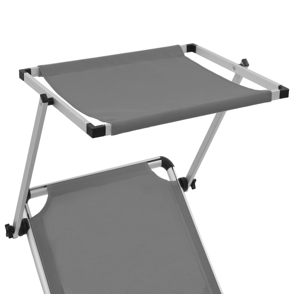Sun Lounger | Grey | Aluminium, steel and textilene | Medium | Foldable