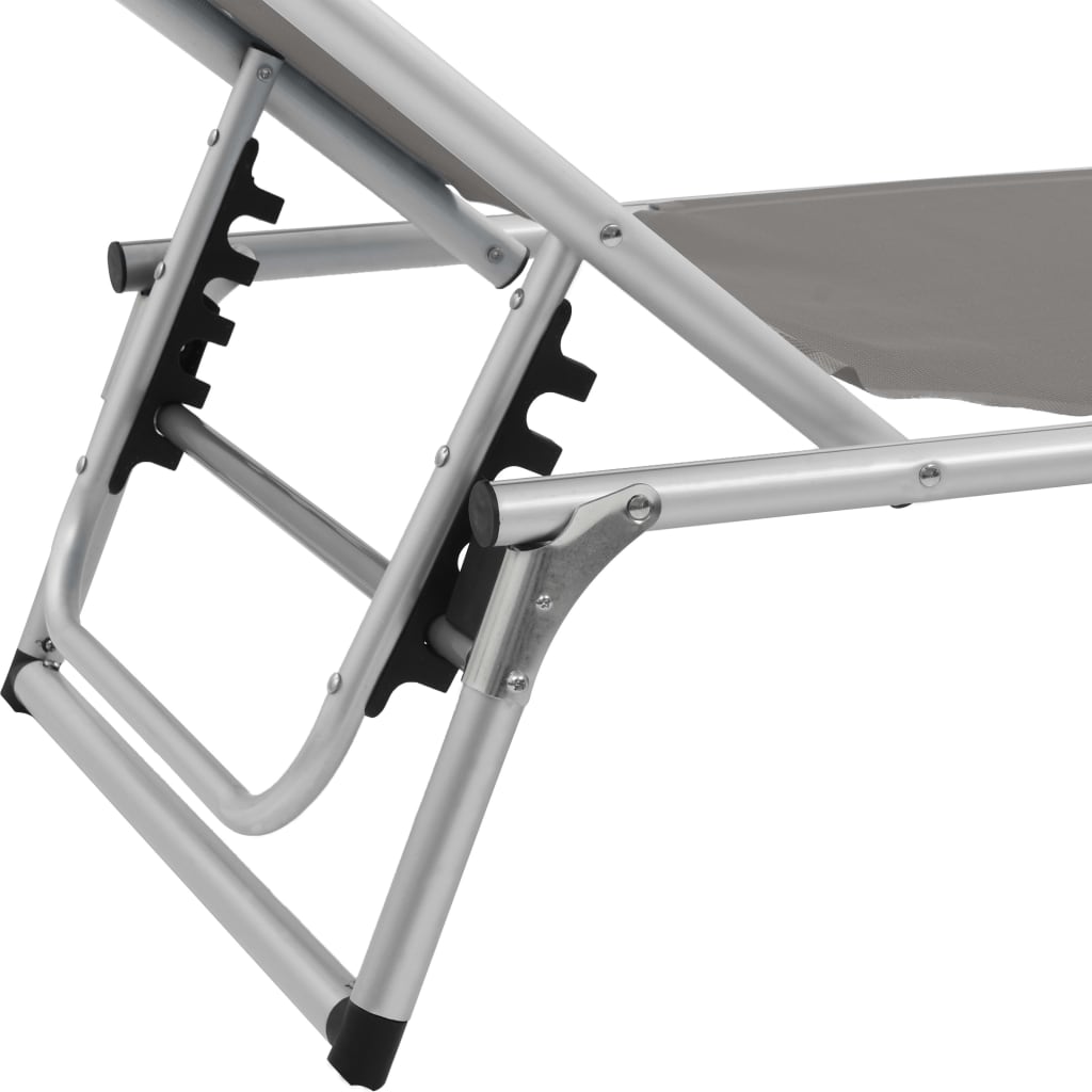 Sun Lounger | Grey | Aluminium, steel and textilene | Medium | Foldable