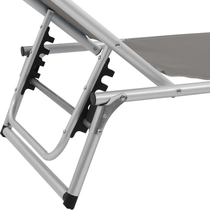 Sun Lounger | Grey | Aluminium, steel and textilene | Medium | Foldable