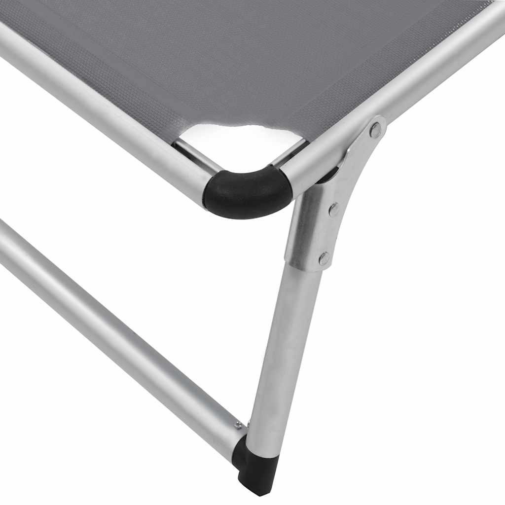 Sun Lounger | Grey | Aluminium, steel and textilene | Medium | Foldable