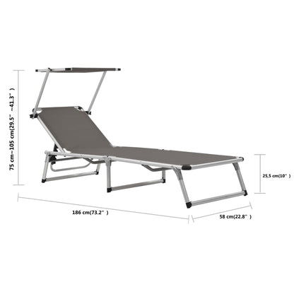Sun Lounger | Grey | Aluminium, steel and textilene | Medium | Foldable