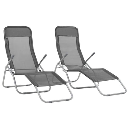 44340 vidaXL Folding Sun Loungers 2 pcs Textilene Anthracite