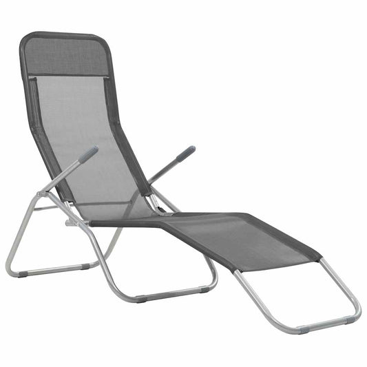 44340 vidaXL Folding Sun Loungers 2 pcs Textilene Anthracite