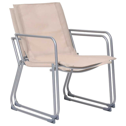 4 Piece Garden Lounge Set Fabric & Steel Cream