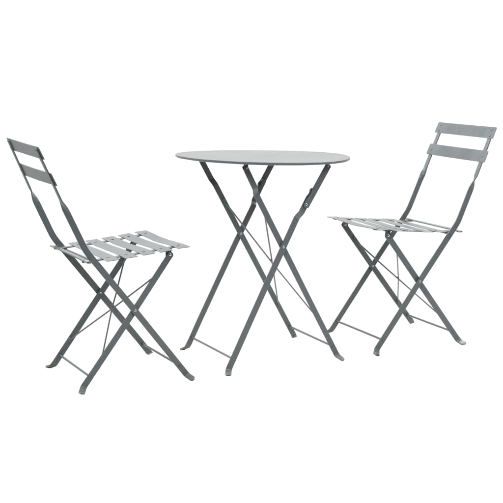 Bistro Set | Steel Grey | Powder-coated steel | Space-saving | Foldable