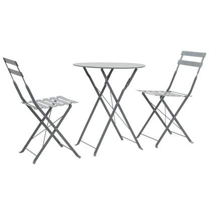 Bistro Set | Steel Grey | Powder-coated steel | Space-saving | Foldable