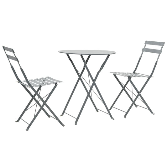 Bistro Set | Steel Grey | Powder-coated steel | Space-saving | Foldable