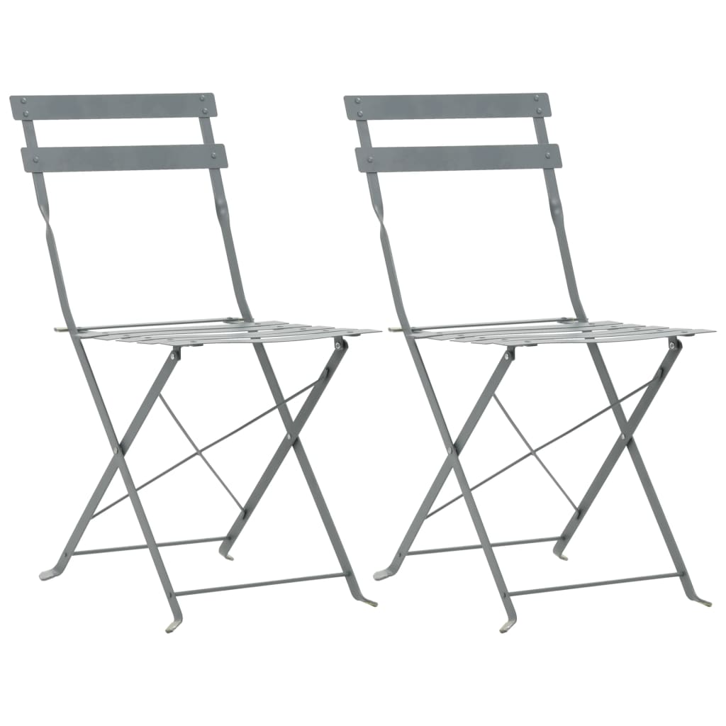 Bistro Set | Steel Grey | Powder-coated steel | Space-saving | Foldable